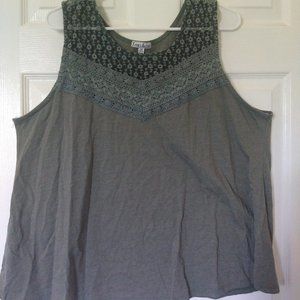 Katie's Kloset Olive Green Tank Top w/ See-Through Panel, size 2x